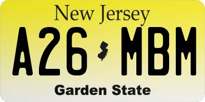 NJ license plate A26MBM