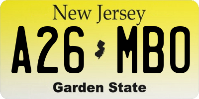 NJ license plate A26MBO
