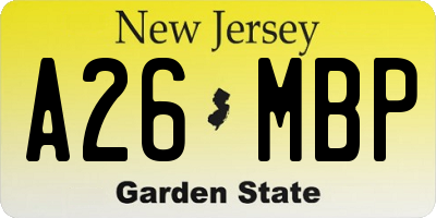 NJ license plate A26MBP