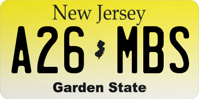 NJ license plate A26MBS