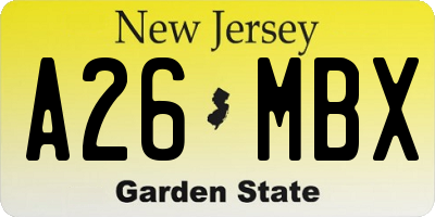 NJ license plate A26MBX