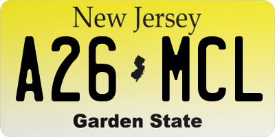 NJ license plate A26MCL