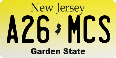 NJ license plate A26MCS