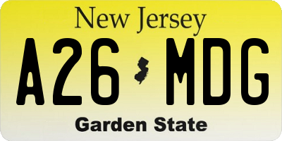 NJ license plate A26MDG