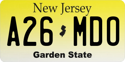 NJ license plate A26MDO