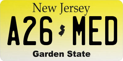 NJ license plate A26MED