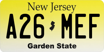 NJ license plate A26MEF