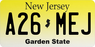 NJ license plate A26MEJ