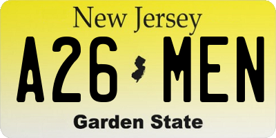 NJ license plate A26MEN