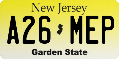 NJ license plate A26MEP