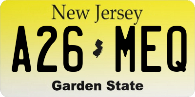 NJ license plate A26MEQ