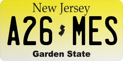NJ license plate A26MES