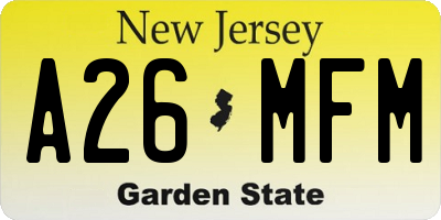 NJ license plate A26MFM