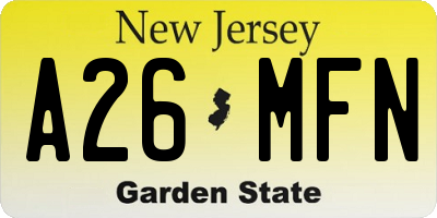 NJ license plate A26MFN