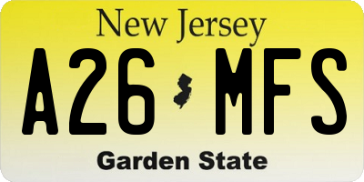 NJ license plate A26MFS