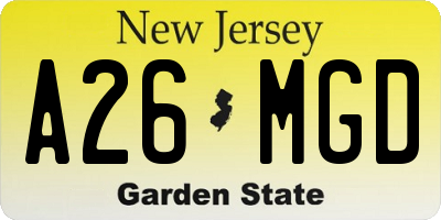 NJ license plate A26MGD