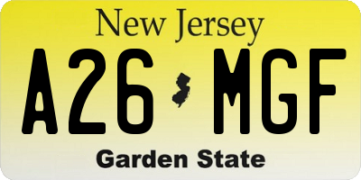 NJ license plate A26MGF