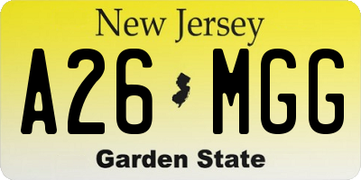 NJ license plate A26MGG