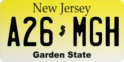 NJ license plate A26MGH