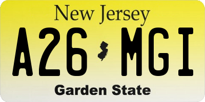 NJ license plate A26MGI