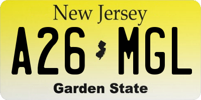 NJ license plate A26MGL