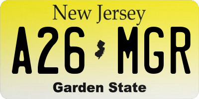 NJ license plate A26MGR