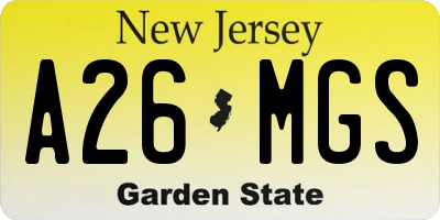 NJ license plate A26MGS