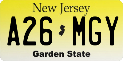 NJ license plate A26MGY