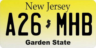 NJ license plate A26MHB