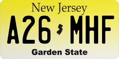 NJ license plate A26MHF