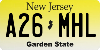 NJ license plate A26MHL