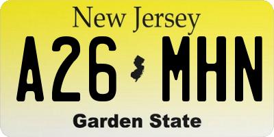 NJ license plate A26MHN