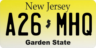 NJ license plate A26MHQ