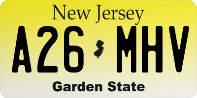 NJ license plate A26MHV