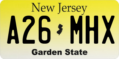 NJ license plate A26MHX