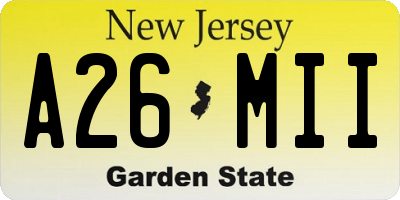 NJ license plate A26MII