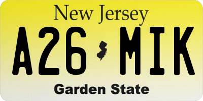 NJ license plate A26MIK
