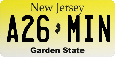 NJ license plate A26MIN