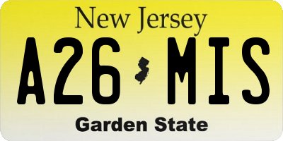 NJ license plate A26MIS