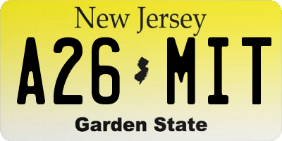 NJ license plate A26MIT
