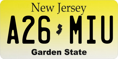 NJ license plate A26MIU