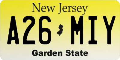 NJ license plate A26MIY