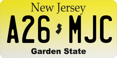 NJ license plate A26MJC