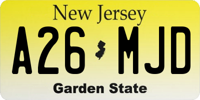 NJ license plate A26MJD