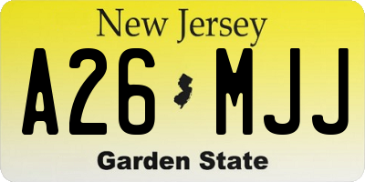 NJ license plate A26MJJ