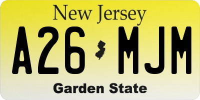NJ license plate A26MJM