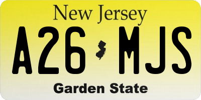 NJ license plate A26MJS