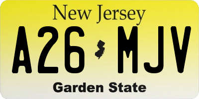 NJ license plate A26MJV