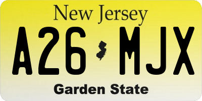 NJ license plate A26MJX