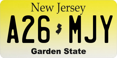 NJ license plate A26MJY